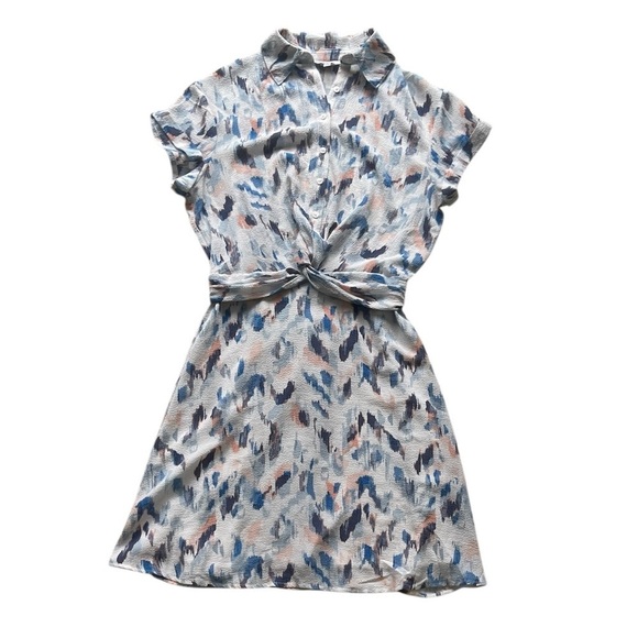 Reitmans Dresses & Skirts - Reitmans Printed Short Sleeve Button-Front Tie-Waist Dress Size XXS